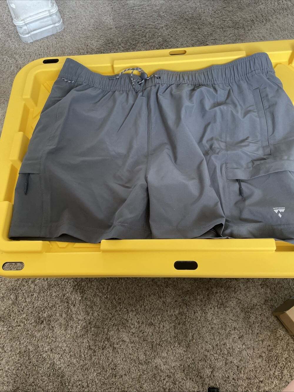 Voyager Womens Gray Pockets Elastic Waist Athletic Running Shorts Size XL